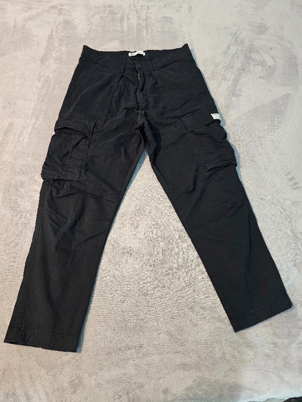 Zara Mens Black Cargo Pants Size 32
